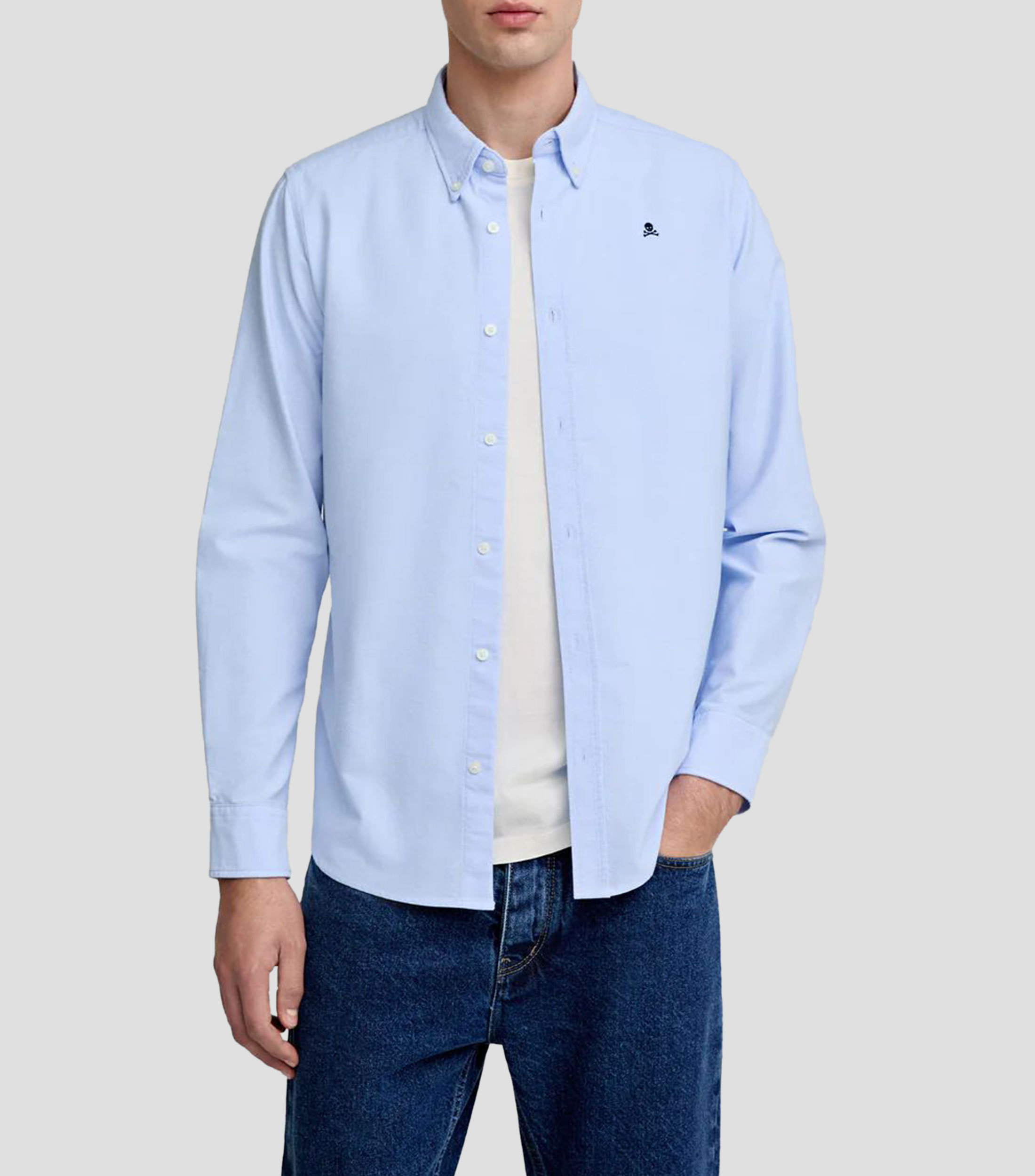 Camisa lisa manga larga Hombre